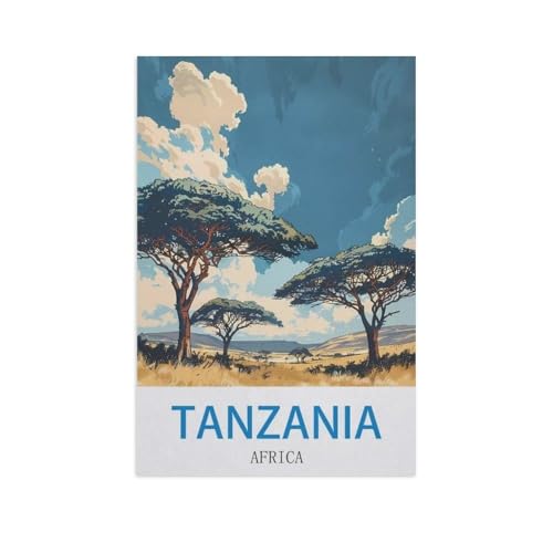 Puzzle 1000 Teile Landschaft Erwachsene Puzzle Holz Puzzle 3D Klassisches Puzzle，Tansania, Afrika，DIY Moderne Kunst Hauptdekor（75x50cm）-GB11 von YYHMKBYY