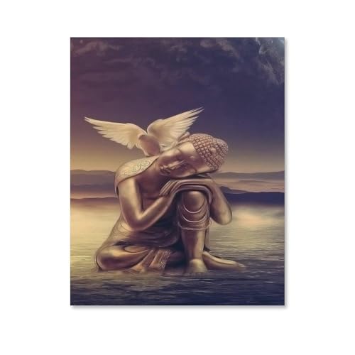 Puzzle 1000 Teile Landschaft Erwachsene Puzzle Papier Puzzle 3D Klassisches Puzzle，Buddha und weiße Taube，DIY Moderne Kunst Hauptdekor（38x26cm）-F83 von YYHMKBYY