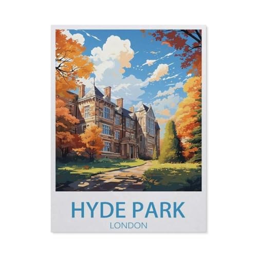 Puzzle 1000 Teile Landschaft Erwachsene Puzzle Papier Puzzle 3D Klassisches Puzzle，Hyde Park London, Vintage-Reiseposter，DIY Moderne Kunst Hauptdekor（38x26cm）-AR4 von YYHMKBYY