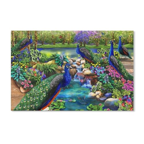 Puzzle 1000 Teile Landschaft Erwachsene Puzzle Papier Puzzle 3D Klassisches Puzzle，Pfauenlandschaft，DIY Moderne Kunst Hauptdekor（38x26cm）-F10 von YYHMKBYY