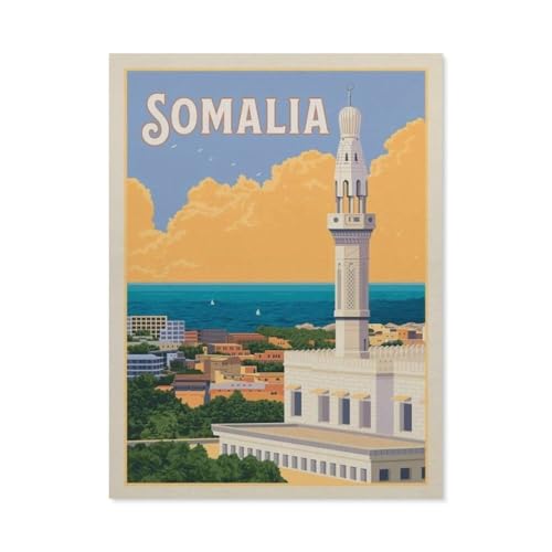 Puzzle 1000 Teile Landschaft Erwachsene Puzzle Papier Puzzle 3D Klassisches Puzzle，Vintage-Reiseposter Somalia，DIY Moderne Kunst Hauptdekor（38x26cm）-BL57 von YYHMKBYY