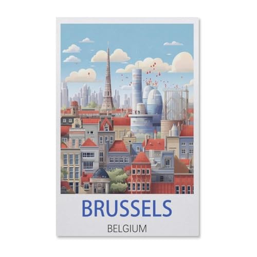 Puzzle 1000 Teile Papier，Brüssel Belgien，Dekompression Der Erwachsenen，Kinderpuzzle Spiele Ab 8 Jahren, Spielzeug Für Mädchen Jungen Teenager（38x26cm）-AA95 von YYHMKBYY