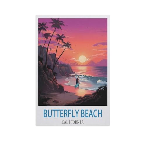 Puzzle 1000 Teile Papier，Butterfly Beach, Kalifornien，Dekompression Der Erwachsenen，Kinderpuzzle Spiele Ab 8 Jahren, Spielzeug Für Mädchen Jungen Teenager（50x70cm）-GE13 von YYHMKBYY