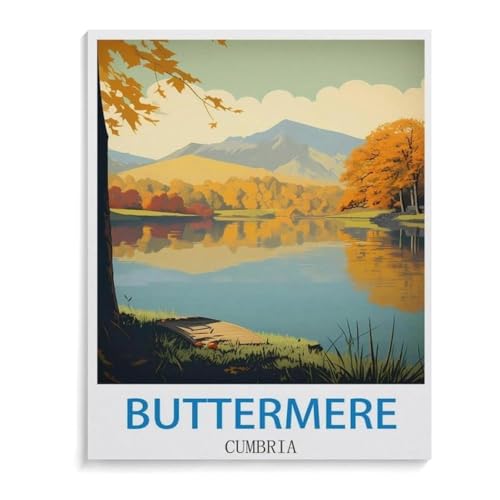 Puzzle 1000 Teile Papier，Buttermere Cumbria Vintage Reiseplakat，Dekompression Der Erwachsenen，Kinderpuzzle Spiele Ab 8 Jahren, Spielzeug Für Mädchen Jungen Teenager（38x26cm）-B90 von YYHMKBYY