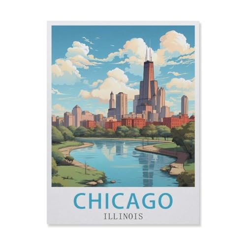 Puzzle 1000 Teile Papier，Chicago, Illinois，Dekompression Der Erwachsenen，Kinderpuzzle Spiele Ab 8 Jahren, Spielzeug Für Mädchen Jungen Teenager（38x26cm）-DQ85 von YYHMKBYY