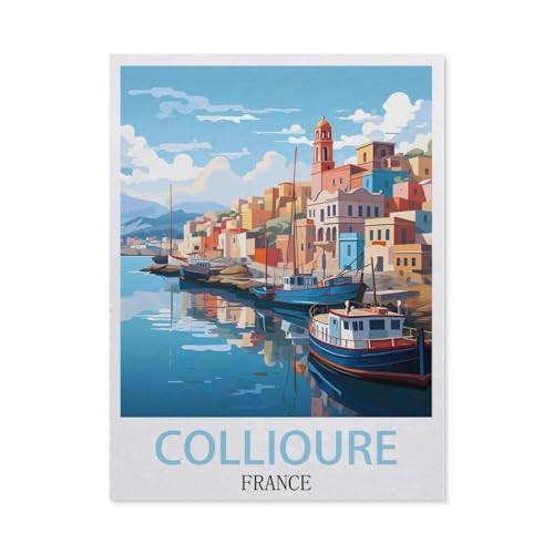 Puzzle 1000 Teile Papier，Collioure, Frankreich，Dekompression Der Erwachsenen，Kinderpuzzle Spiele Ab 8 Jahren, Spielzeug Für Mädchen Jungen Teenager（38x26cm）-AC41 von YYHMKBYY
