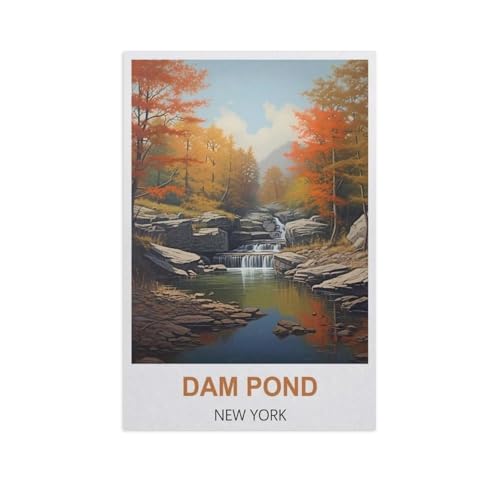 Puzzle 1000 Teile Papier，Dam Pond, New York，Dekompression Der Erwachsenen，Kinderpuzzle Spiele Ab 8 Jahren, Spielzeug Für Mädchen Jungen Teenager（38x26cm）-GH5 von YYHMKBYY