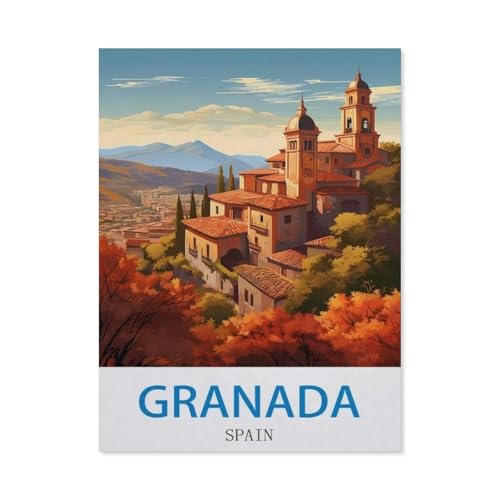 Puzzle 1000 Teile Papier，Granada, Spanien，Dekompression Der Erwachsenen，Kinderpuzzle Spiele Ab 8 Jahren, Spielzeug Für Mädchen Jungen Teenager（38x26cm）-CO23 von YYHMKBYY