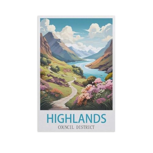 Puzzle 1000 Teile Papier，Highlands Council District，Dekompression Der Erwachsenen，Kinderpuzzle Spiele Ab 8 Jahren, Spielzeug Für Mädchen Jungen Teenager（50x70cm）-GJ100 von YYHMKBYY