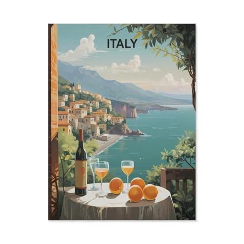 Puzzle 1000 Teile Papier，Italien-Vintage-Reiseposter，Dekompression Der Erwachsenen，Kinderpuzzle Spiele Ab 8 Jahren, Spielzeug Für Mädchen Jungen Teenager（50x70cm）-BH99 von YYHMKBYY