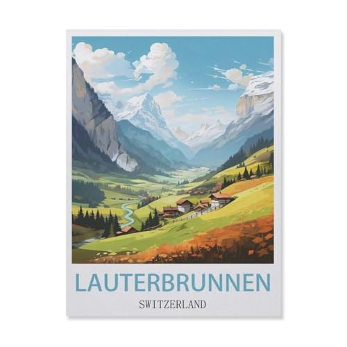 Puzzle 1000 Teile Papier，Lauterbrunnen, Schweiz, Berg，Dekompression Der Erwachsenen，Kinderpuzzle Spiele Ab 8 Jahren, Spielzeug Für Mädchen Jungen Teenager（38x26cm）-DS31 von YYHMKBYY