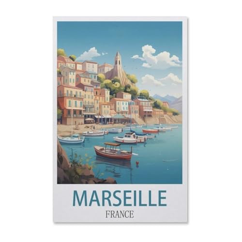 Puzzle 1000 Teile Papier，Marseille Frankreich，Dekompression Der Erwachsenen，Kinderpuzzle Spiele Ab 8 Jahren, Spielzeug Für Mädchen Jungen Teenager（38x26cm）-AB68 von YYHMKBYY