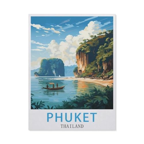 Puzzle 1000 Teile Papier，Phuket Thailand Vintage-Reiseposter，Dekompression Der Erwachsenen，Kinderpuzzle Spiele Ab 8 Jahren, Spielzeug Für Mädchen Jungen Teenager（50x70cm）-BB39 von YYHMKBYY
