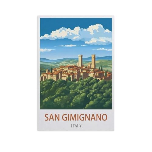 Puzzle 1000 Teile Papier，San Gimignano, Italien，Dekompression Der Erwachsenen，Kinderpuzzle Spiele Ab 8 Jahren, Spielzeug Für Mädchen Jungen Teenager（38x26cm）-FX53 von YYHMKBYY