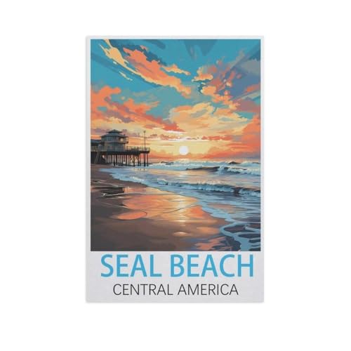 Puzzle 1000 Teile Papier，Seal Beach Kalifornien，Dekompression Der Erwachsenen，Kinderpuzzle Spiele Ab 8 Jahren, Spielzeug Für Mädchen Jungen Teenager（50x70cm）-FW4 von YYHMKBYY