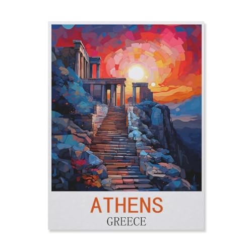 Puzzle 1000 Teile für Erwachsene, Athen, Griechenland, Holzpuzzle – einzigartig geeignet für Jugendliche und Erwachsene (75 x 50 cm), FK100 von YYHMKBYY