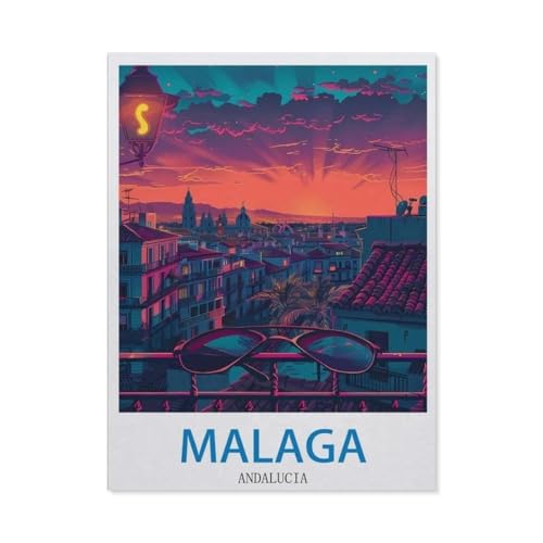 Puzzle 1000 Teile für Erwachsene, Malaga Andalusien, Teenager, Jungen, Mädchen, Puzzle, schwierig, herausfordernd, Puzzle für Partyspiele, Kinder, Familie, Freunde (50 x 70 cm) - EC54 von YYHMKBYY