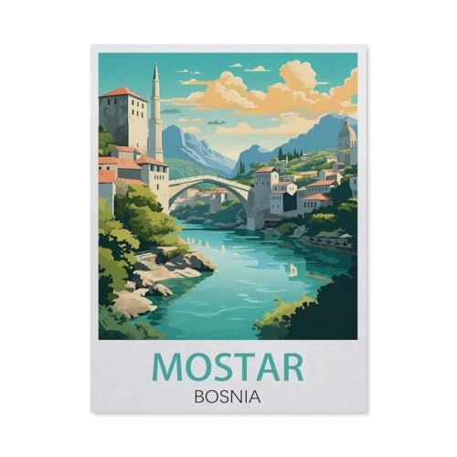 Puzzle 1000 Teile für Erwachsene, Mostar Bosnien, einzigartig geeignet für Jugendliche und Erwachsene, Heimdekoration (75 x 50 cm) -EZ43 von YYHMKBYY