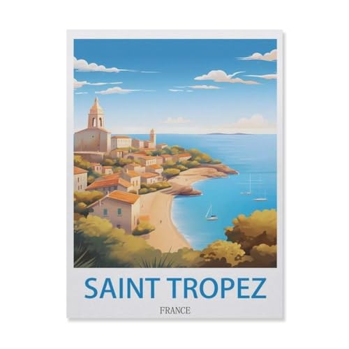 Puzzle 1000 Teile für Erwachsene, Saint Tropez Frankreich, Holzpuzzle – einzigartig geeignet für Jugendliche und Erwachsene (75 x 50 cm) -EF49 von YYHMKBYY