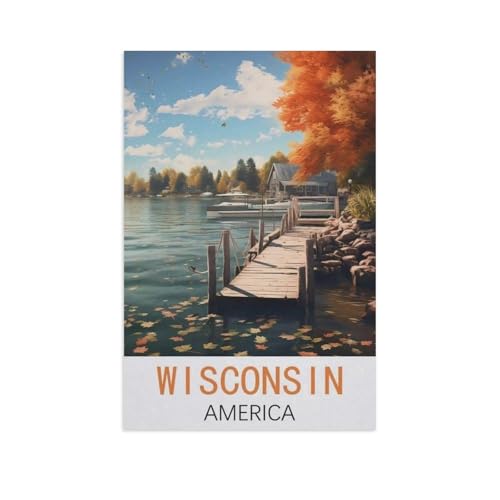 Puzzle 1000 Teile für Erwachsene, Wisconsin America, Holzpuzzle – einzigartig geeignet für Jugendliche und Erwachsene (75 x 50 cm), FN80 von YYHMKBYY