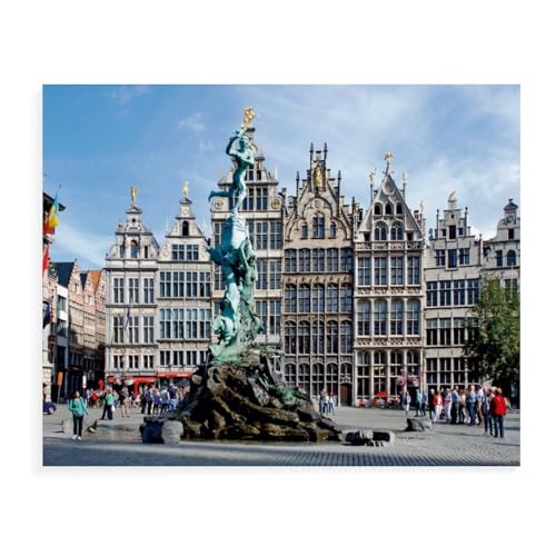 Puzzle 1000 Teile für Erwachsene，Antwerpen, die flämische Hafenstadt，Impossible Geschicklichkeitsspiel für Die Ganze Familie, Farbenfrohes Legespiel, Home Dekoration（38x26cm）-AW13 von YYHMKBYY