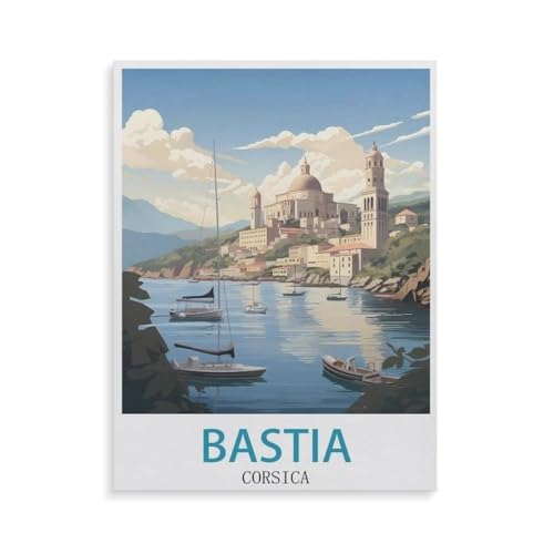 Puzzle 1000 Teile für Erwachsene，Bastia Reiseposter Korsika，Impossible Geschicklichkeitsspiel für Die Ganze Familie, Farbenfrohes Legespiel, Home Dekoration（38x26cm）-GQ41 von YYHMKBYY