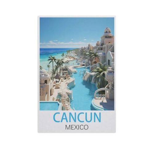 Puzzle 1000 Teile für Erwachsene，Cancun Mexiko，Klassische Puzzle Teenager Jungen Mädchen Puzzle DIY Moderne Wohnkultur Einzigartiges Geschenk Intellektuelles Spiel（50x70cm）-FQ25 von YYHMKBYY