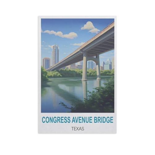 Puzzle 1000 Teile für Erwachsene，Congress Avenue Bridge, Texas，Klassische Puzzle Teenager Jungen Mädchen Puzzle DIY Moderne Wohnkultur Einzigartiges Geschenk Intellektuelles Spiel（38x26cm）-GG37 von YYHMKBYY