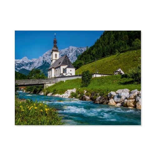 Puzzle 1000 Teile für Erwachsene，Frühling in Ramsau，Impossible Geschicklichkeitsspiel für Die Ganze Familie, Farbenfrohes Legespiel, Home Dekoration（75x50cm）-BA12 von YYHMKBYY