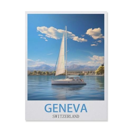 Puzzle 1000 Teile für Erwachsene，Genf Schweiz，Klassische Puzzle Teenager Jungen Mädchen Puzzle DIY Moderne Wohnkultur Einzigartiges Geschenk Intellektuelles Spiel（38x26cm）-GN73 von YYHMKBYY