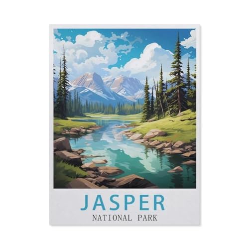 Puzzle 1000 Teile für Erwachsene，Jasper National Park Vintage-Reiseposter，Puzzle Teenager Jungen Mädchen Puzzle Schwieriges, Herausforderndes Puzzle für Partyspiele（38x26cm）-BA96 von YYHMKBYY