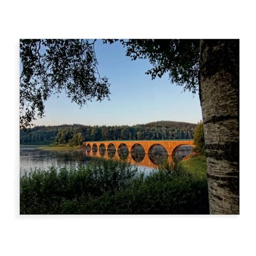 Puzzle 1000 Teile für Erwachsene，Klamer Brücke, Versetalsperre, Lüdenscheid，Impossible Geschicklichkeitsspiel für Die Ganze Familie, Farbenfrohes Legespiel, Home Dekoration（38x26cm）-AV92 von YYHMKBYY