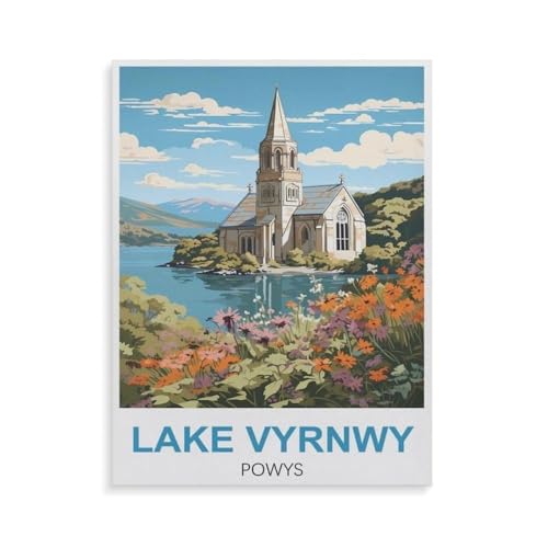 Puzzle 1000 Teile für Erwachsene，Lake Vyrnwy Powys，Impossible Geschicklichkeitsspiel für Die Ganze Familie, Farbenfrohes Legespiel, Home Dekoration（50x70cm）-GU40 von YYHMKBYY