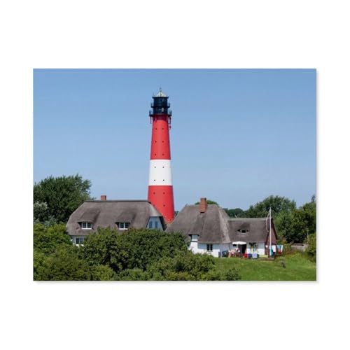 Puzzle 1000 Teile für Erwachsene，Leuchtturm, Insel Pellworm，Impossible Geschicklichkeitsspiel für Die Ganze Familie, Farbenfrohes Legespiel, Home Dekoration（75x50cm）-AU24 von YYHMKBYY