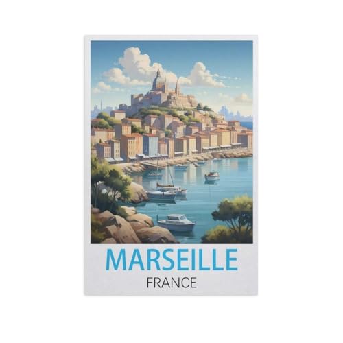 Puzzle 1000 Teile für Erwachsene，Marseille, Frankreich，Klassische Puzzle Teenager Jungen Mädchen Puzzle DIY Moderne Wohnkultur Einzigartiges Geschenk Intellektuelles Spiel（38x26cm）-GJ32 von YYHMKBYY