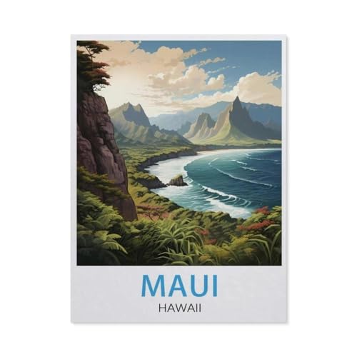 YYHMKBYY Puzzle 1000 Teile für Erwachsene und Kinder ab 8 Jahren, Holzpuzzle 75x50cm, Retro Hawaii Vintage-Reiseposter, Mittelstufe, 1 Set, 1000 Stück, 1 Puzzle von YYHMKBYY