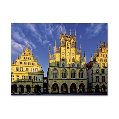 Puzzle 1000 Teile für Erwachsene，Münster - Das Rathaus，Impossible Geschicklichkeitsspiel für Die Ganze Familie, Farbenfrohes Legespiel, Home Dekoration（50x70cm）-AV8 von YYHMKBYY