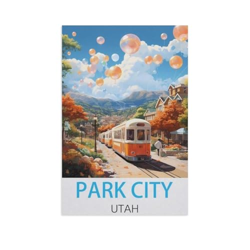 Puzzle 1000 Teile für Erwachsene，Park City Utah，Klassische Puzzle Teenager Jungen Mädchen Puzzle DIY Moderne Wohnkultur Einzigartiges Geschenk Intellektuelles Spiel（38x26cm）-FW12 von YYHMKBYY