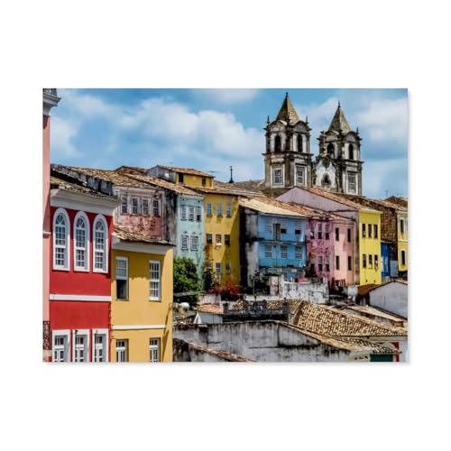Puzzle 1000 Teile für Erwachsene，Pelourinho Salvador da Bahia，Puzzle Puzzle Schwierig Perfektes Pädagogisches Geschenk für Jungen Und Mädchen（38x26cm）-AT95 von YYHMKBYY