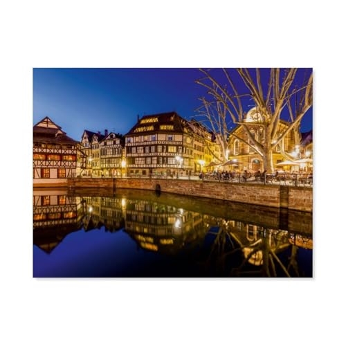 Puzzle 1000 Teile für Erwachsene，Restaurant La Corde à Linge am Place Benjamin Zix in Straßburg，Impossible Geschicklichkeitsspiel für Die Ganze Familie, Farbenfrohes Legespiel（38x26cm）-AU66 von YYHMKBYY