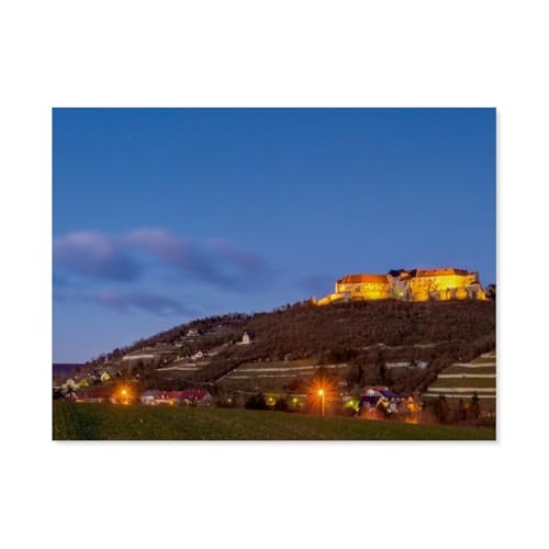 Puzzle 1000 Teile für Erwachsene，Schloss Neuenburg in Freyburg (Unstrut) am Abend，Impossible Geschicklichkeitsspiel für Die Ganze Familie, Farbenfrohes Legespiel, Home Dekoration（50x70cm）-AV71 von YYHMKBYY