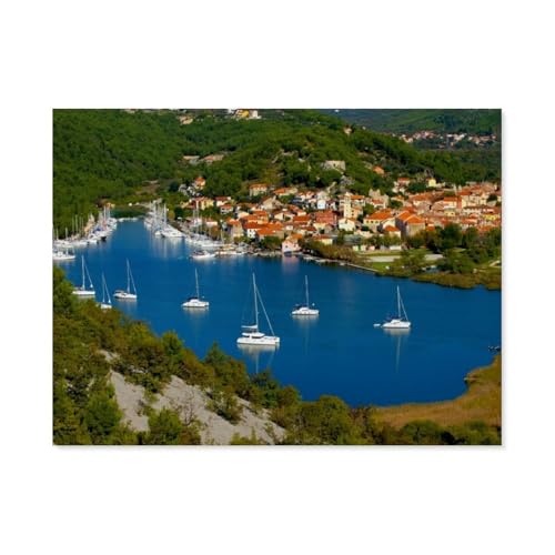 Puzzle 1000 Teile für Erwachsene，Skradin，Unterwegs in Mitteldalmatien，Impossible Geschicklichkeitsspiel für Die Ganze Familie, Farbenfrohes Legespiel, Home Dekoration（50x70cm）-AV29 von YYHMKBYY