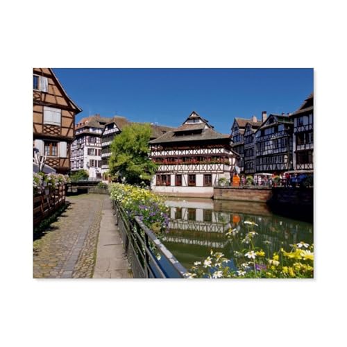 Puzzle 1000 Teile für Erwachsene，Straßburg - Im Herzen Europas，Impossible Geschicklichkeitsspiel für Die Ganze Familie, Farbenfrohes Legespiel, Home Dekoration（50x70cm）-AZ70 von YYHMKBYY