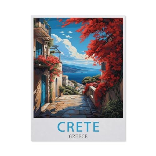 YYHMKBYY Puzzle 1000 Teile für Erwachsene und Kinder ab 8 Jahren, Vintage-Reiseposter Kreta, Griechenland, Holzpuzzle, 75x50cm, 1 Set, 1000 Stück, 1 Puzzle von YYHMKBYY