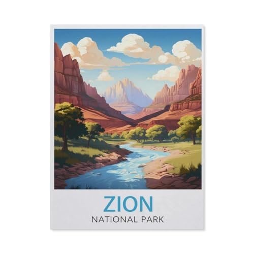 Puzzle 1000 Teile für Erwachsene，Vintage-Reiseposter Zion National Park，Puzzle Teenager Jungen Mädchen Puzzle Schwieriges, Herausforderndes Puzzle für Partyspiele（75x50cm）-AL25 von YYHMKBYY