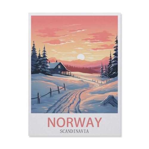 Puzzle DU72, Norwegen, Skandinavien, Sonnenuntergang, DIY-Kunst für Erwachsene (50 x 70 cm), 1000 Teile von YYHMKBYY