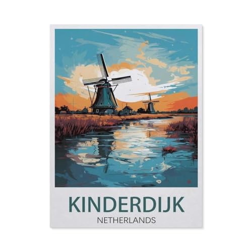 Puzzle DW54 für Erwachsene, Kinderdijk, Niederlande, Landschaft, Kinder, Teenager, große Familien, Puzzle-Spiel (50 x 70 cm), 1000 Teile von YYHMKBYY