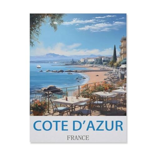 Puzzle EJ99 Puzzle, Holzmontagebild, Côte d'azur Frankreich, Erwachsenenspiele, Lernspielzeug (75 x 50 cm), 1000 Teile von YYHMKBYY