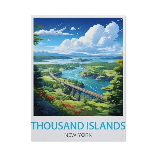 Puzzle Für Erwachsene 1000 Teile DIY Holz Puzzles Erwachsene Kinder Puzzle Klassisches Puzzle，Poster Thousand Islands New York，1000 Teile Puzzle Geschenke Für Liebhaber Oder Freunde（75x50cm）-BD47 von YYHMKBYY