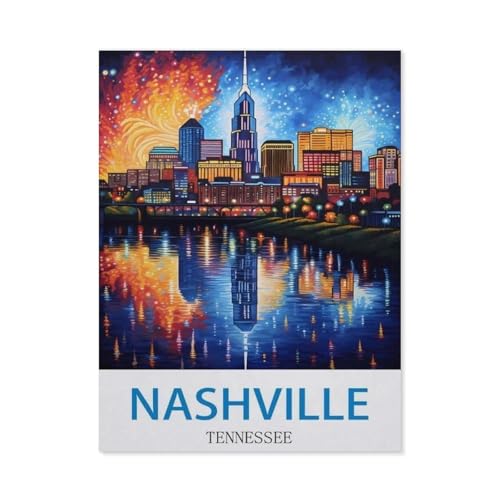 Puzzle Für Erwachsene 1000 Teile DIY Papier Puzzles Erwachsene Kinder Puzzle Klassisches Puzzle，Nashville, Tennessee，1000 Teile Puzzle Geschenke Für Liebhaber Oder Freunde（50x70cm）-CL20 von YYHMKBYY